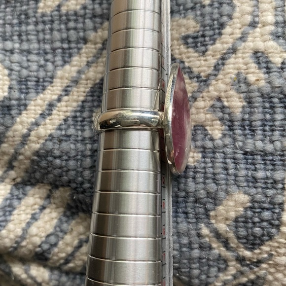 925 Sterling Silver Large Rhodochrosite Gemstone Teardrop  Ring - Picture 7 of 16